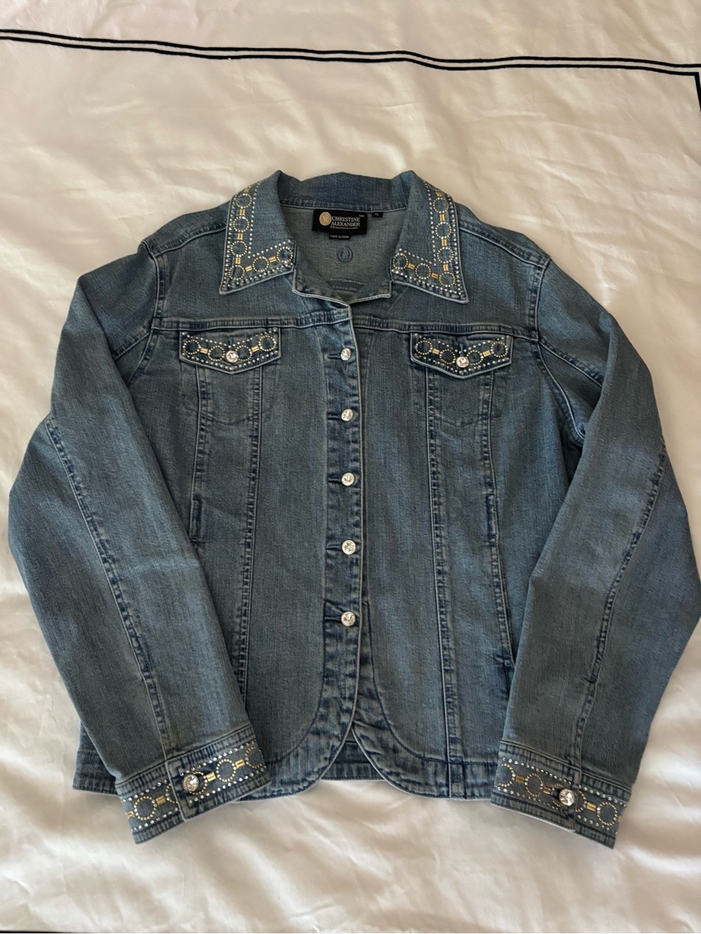 Christine Alexander Light Blue Embellished Denim Jacket